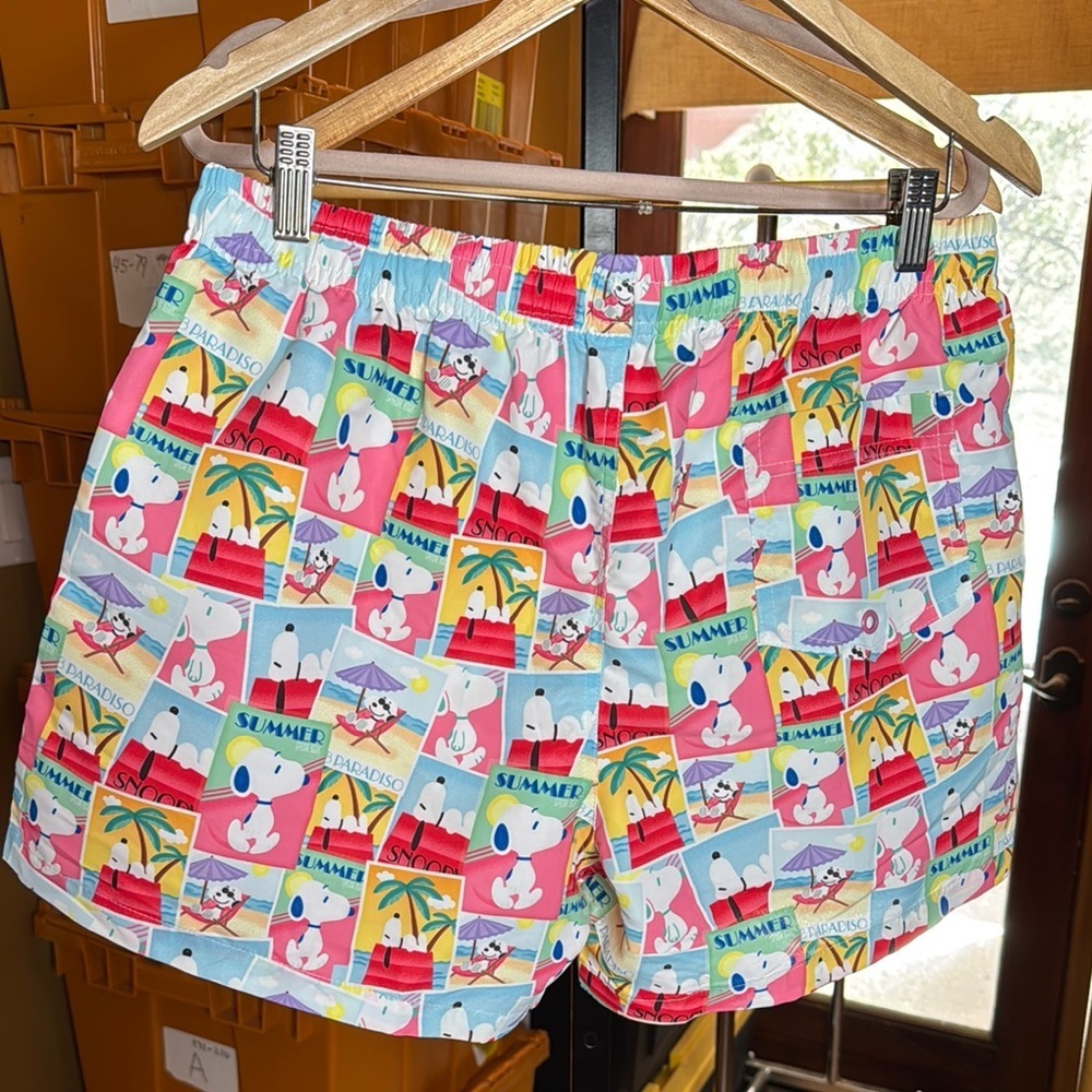 Zara x Peanuts Snoopy Swim Trunks Shorts Multicolor Summer Print Size Large - Picture 8 of 11